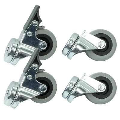 Set of 4 swivel castors, two of which can be braked